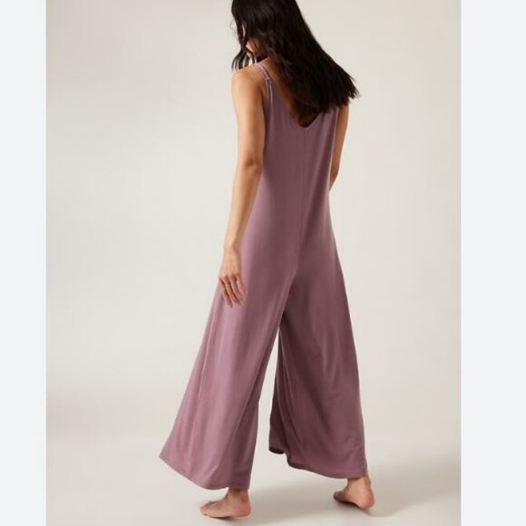 Athleta Pink Nighttime Bliss V-Neck Sleep Romper Jumpsuit Lingerie PJ Small - Picture 4 of 11